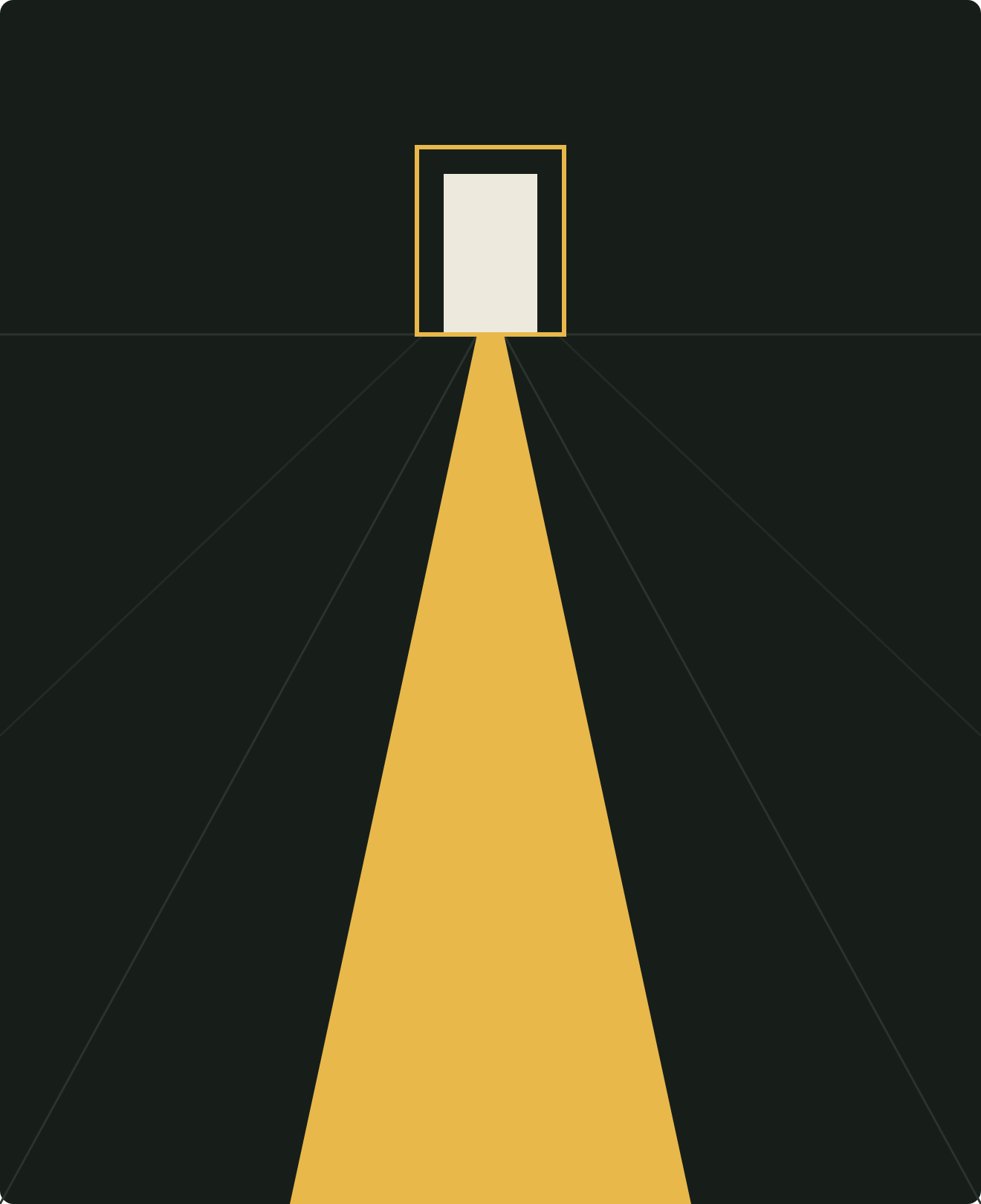 A narrow road rising to a lit gate